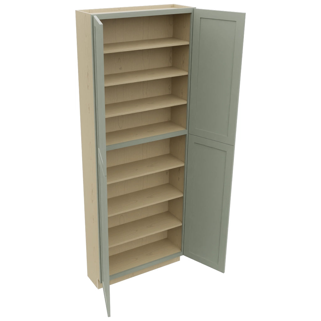 Fabuwood Galaxy Pistachio Green TP361296 Tall Pantry Cabinet, Open View