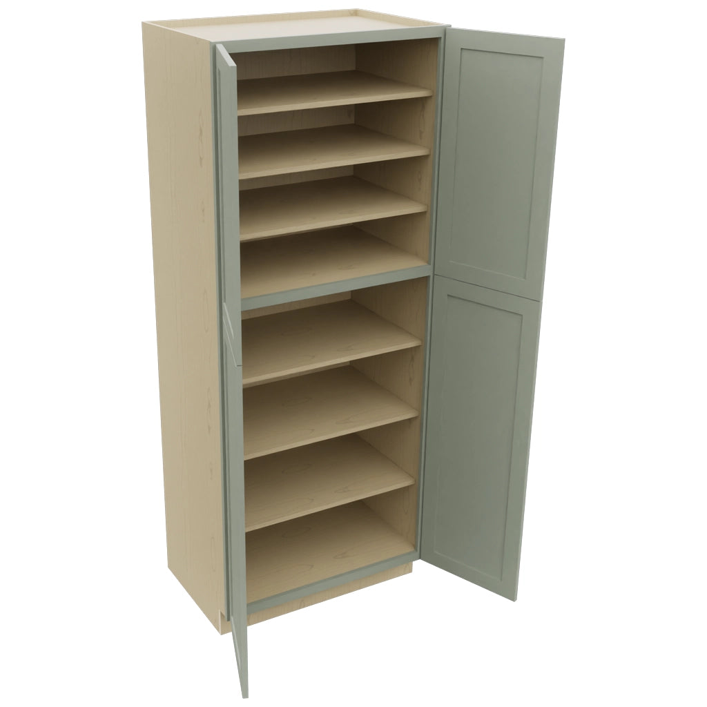 Fabuwood Galaxy Pistachio Green TP362490 Tall Pantry Cabinet, Open View