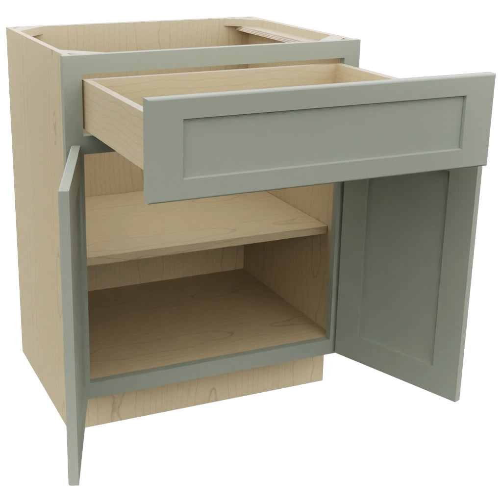 Fabuwood Galaxy Pistachio Green VB27-34 Vanity Base Standard Cabinet, Open View