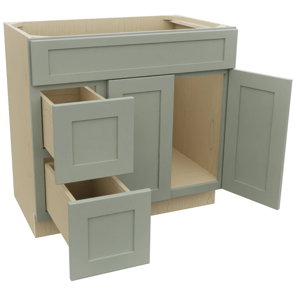 Fabuwood Galaxy Pistachio Green VSD42 Vanity Combo Cabinet, Open View