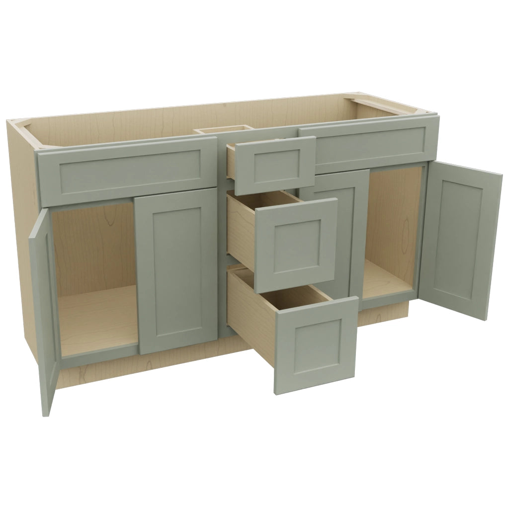 Fabuwood Galaxy Pistachio Green VSD60DOUBLE Vanity Combo Cabinet, Open View