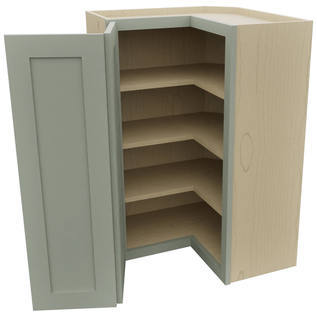 Fabuwood Galaxy Pistachio Green WPC2436 Wall Corner Pie Cabinet, Open View