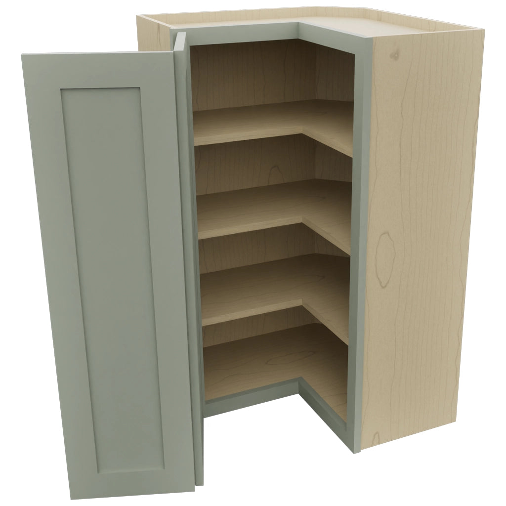 Fabuwood Galaxy Pistachio Green WPC2439 Wall Corner Pie Cabinet, Open View