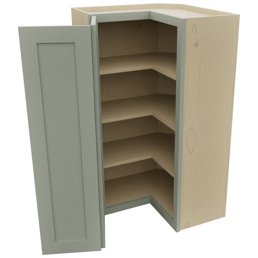 Fabuwood Galaxy Pistachio Green WPC2442 Wall Corner Pie Cabinet, Open View