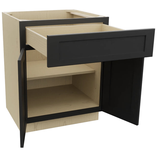 Fabuwood Galaxy Pitch Black B27 Base Standard Cabinet, Open View