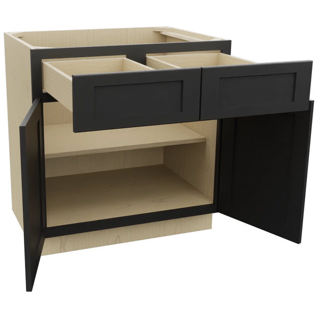 Fabuwood Galaxy Pitch Black B33 Base Standard Cabinet, Open View