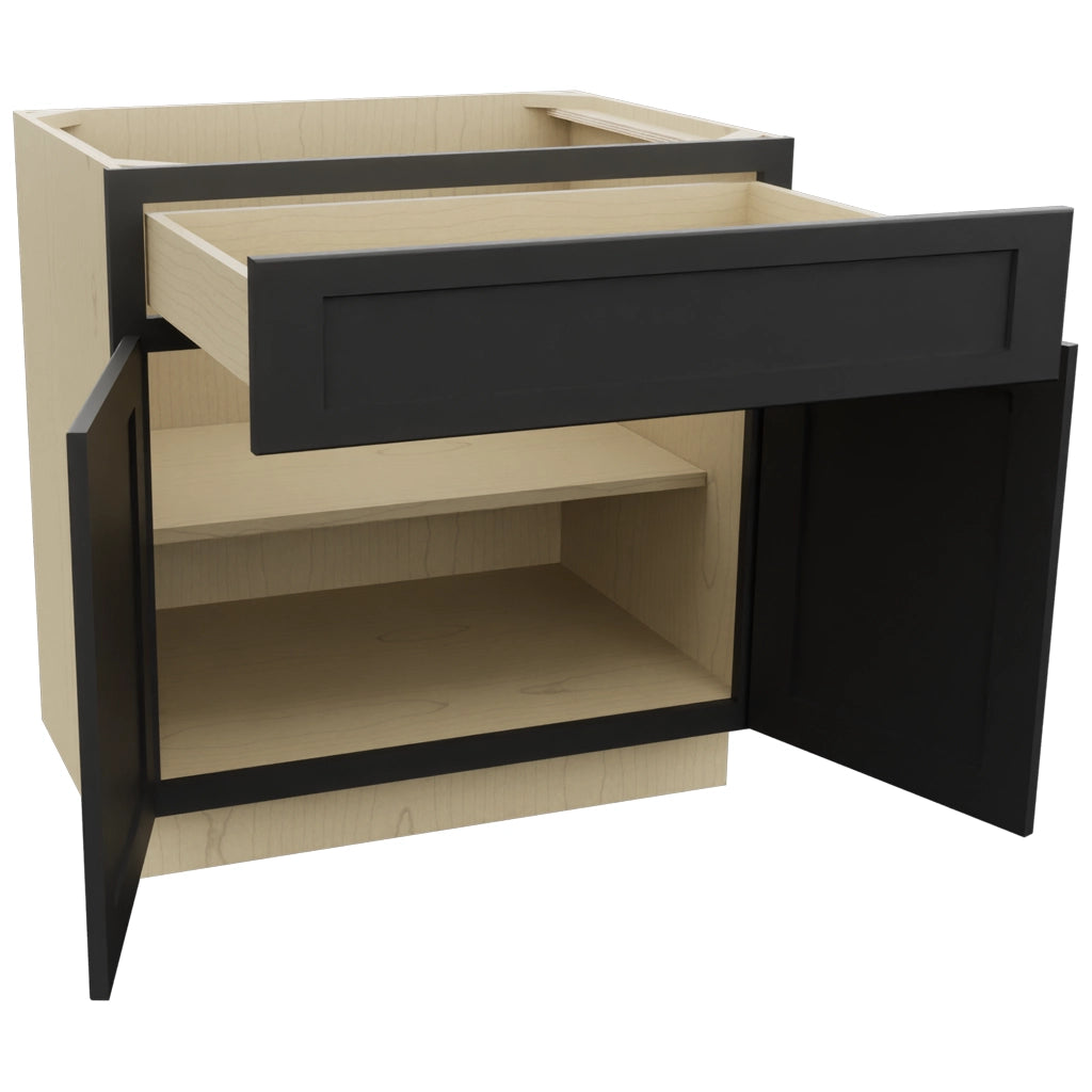 Fabuwood Galaxy Pitch Black B33SDF Base Standard Cabinet, Open View