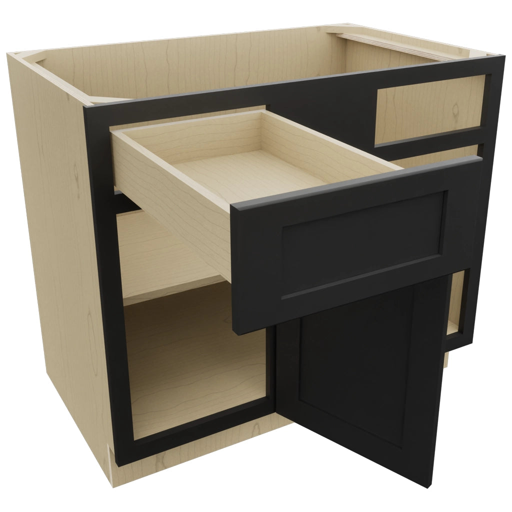 Fabuwood Galaxy Pitch Black BLB42/45 Base Corner Blind Cabinet, Open View