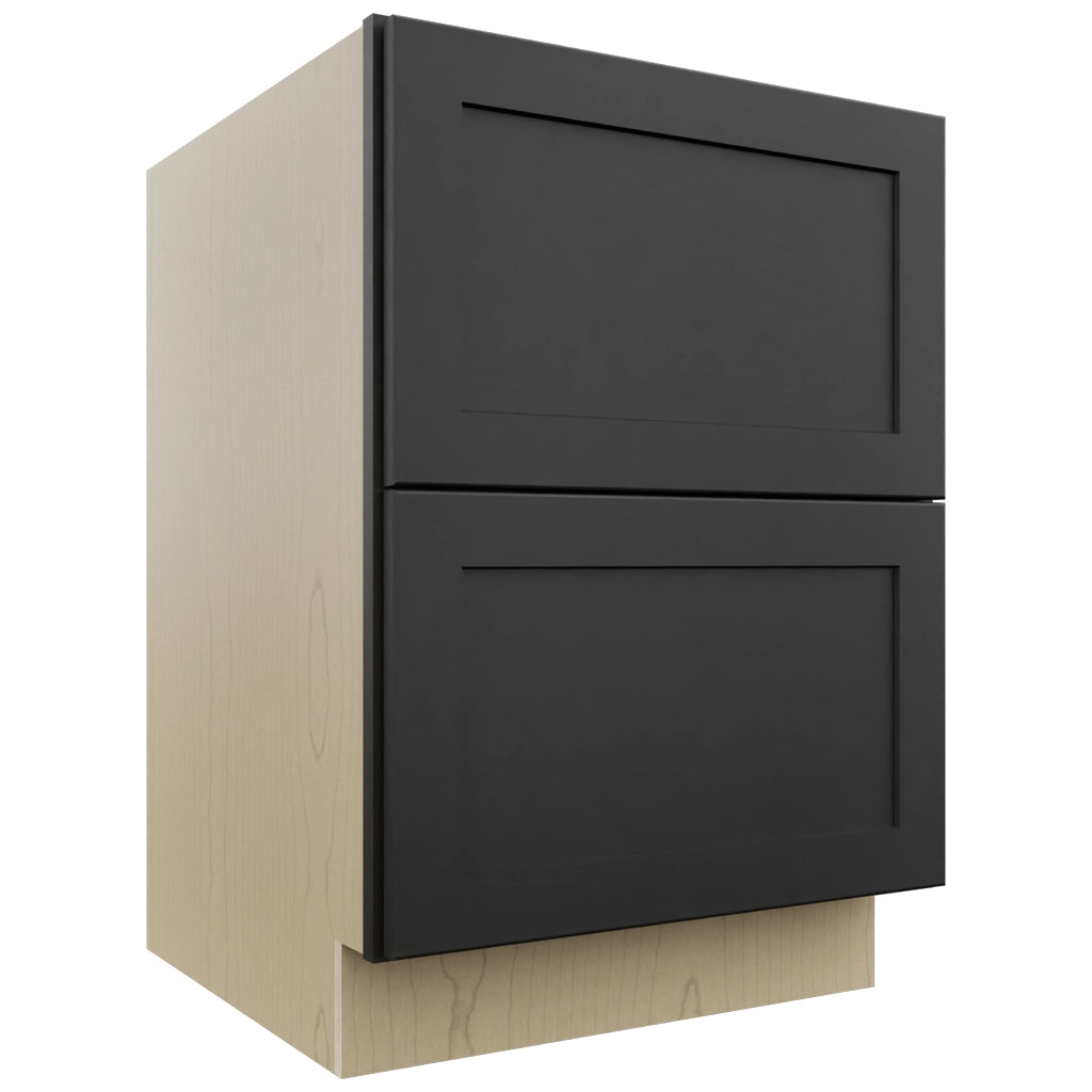 Fabuwood Galaxy Pitch Black DB24-2 Base 2 Drawers Cabinet, Front View