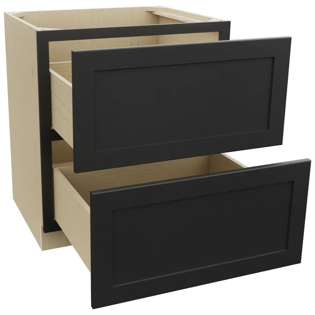 Fabuwood Galaxy Pitch Black DB30-2 Base 2 Drawers Cabinet, Open View