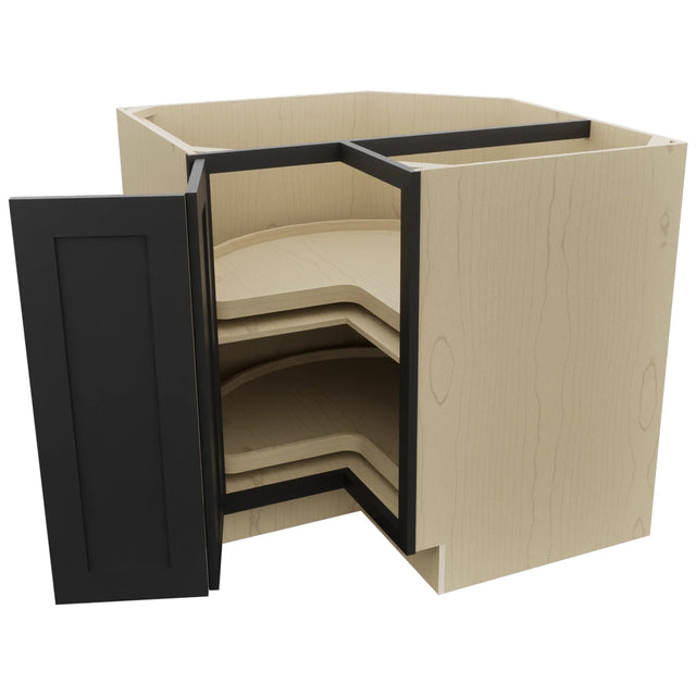 Fabuwood Galaxy Pitch Black LSB36 Base Corner Lazy Susan Cabinet, Open View