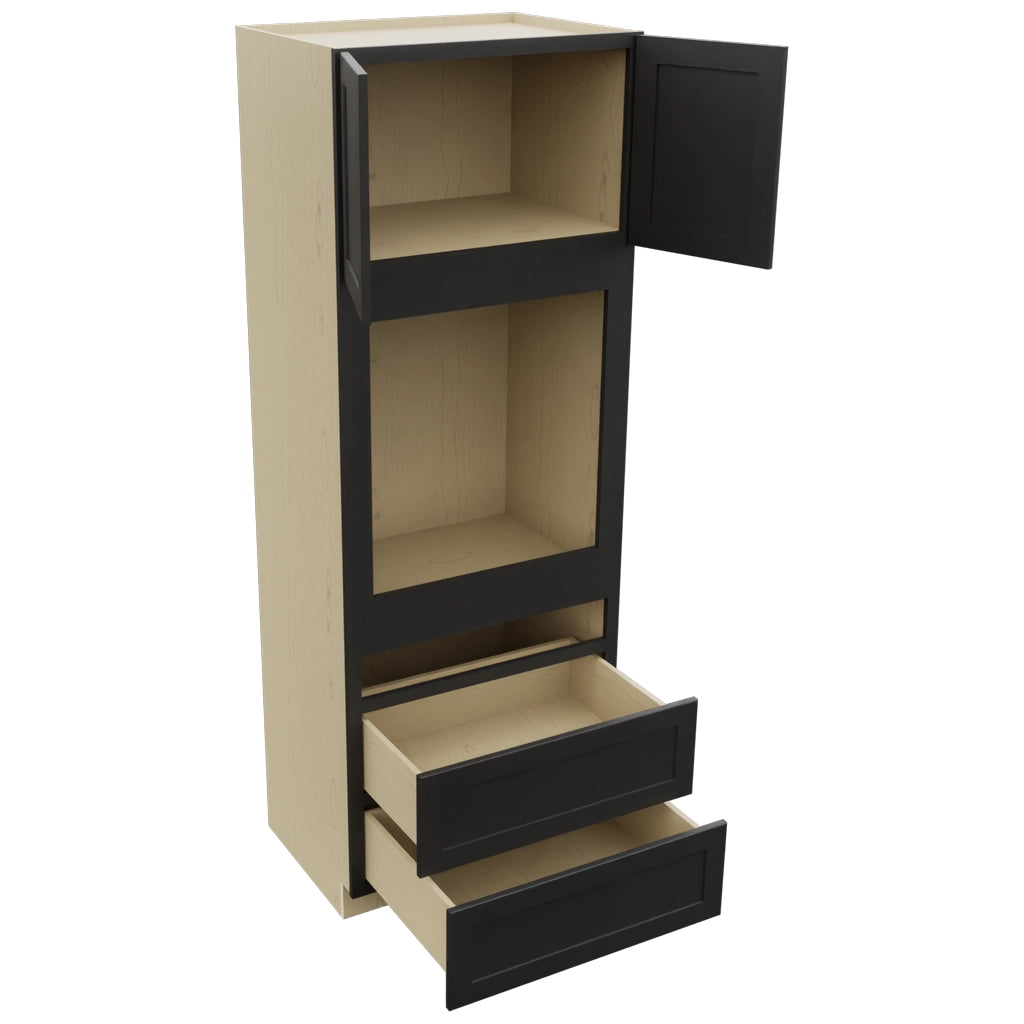Fabuwood Galaxy Pitch Black OC3393C Tall Oven Cabinet Combo, Open View