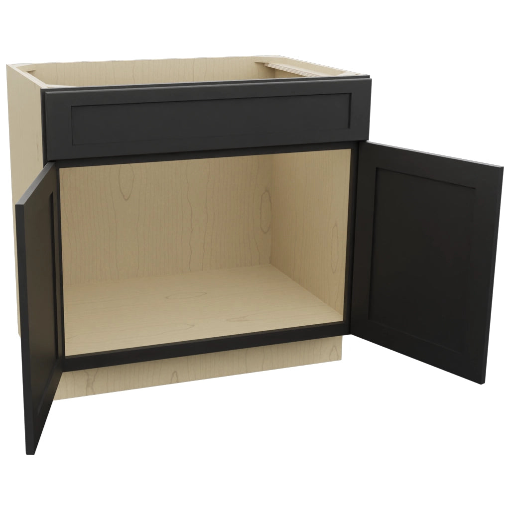 Fabuwood Galaxy Pitch Black SB36SDF Base Sink Cabinet, Open View