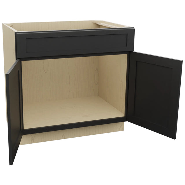 Fabuwood Galaxy Pitch Black SB36SDF Base Sink Cabinet, Open View