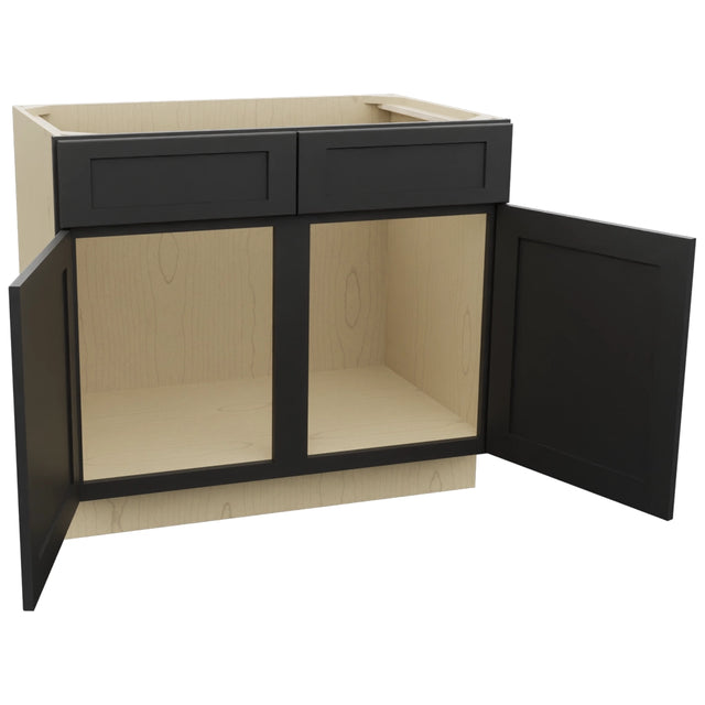 Fabuwood Galaxy Pitch Black SB39 Base Sink Cabinet, Open View