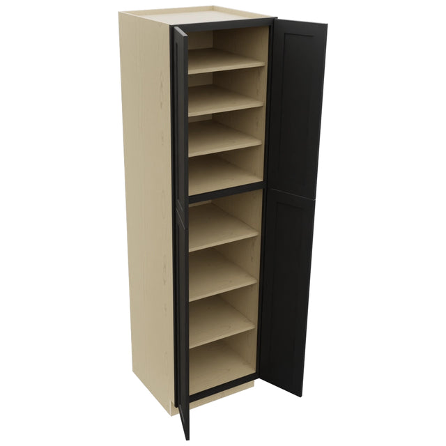 Fabuwood Galaxy Pitch Black TP242490 Tall Pantry Cabinet, Open View