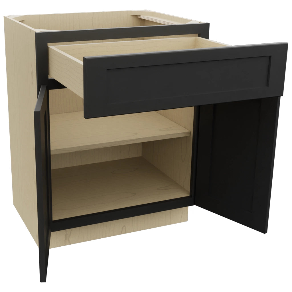Fabuwood Galaxy Pitch Black VB27-34 Vanity Base Standard Cabinet, Open View