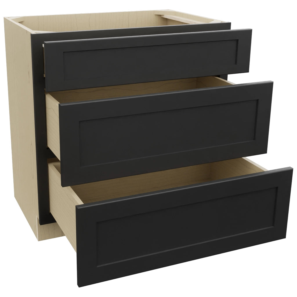 Fabuwood Galaxy Pitch Black VDB33-34 Vanity Drawer Cabinet, Open View