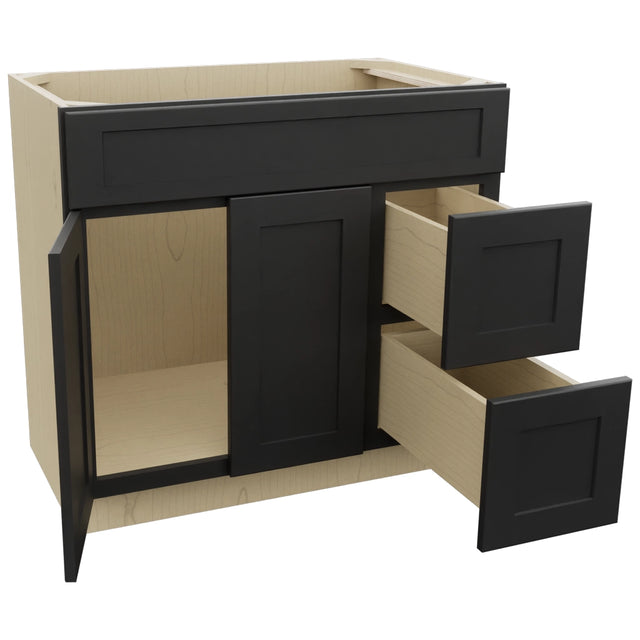 Fabuwood Galaxy Pitch Black VSD48 Vanity Combo Cabinet, Open View