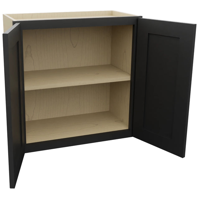 Fabuwood Galaxy Pitch Black W2424 Wall Standard Cabinet, Open View
