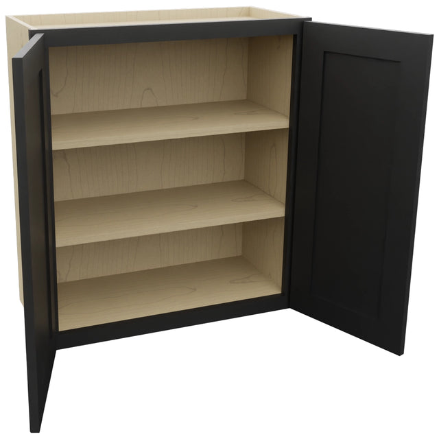 Fabuwood Galaxy Pitch Black W2730 Wall Standard Cabinet, Open View