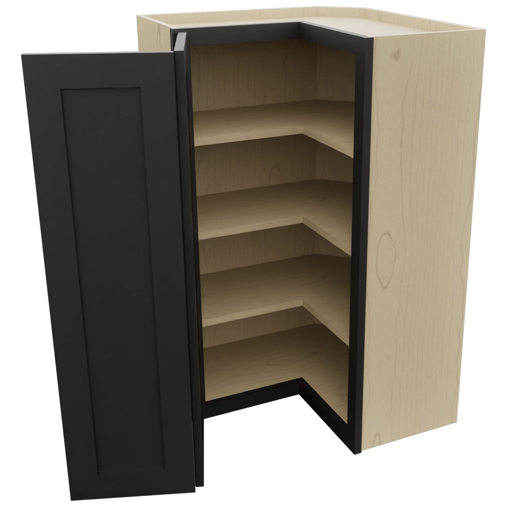 Fabuwood Galaxy Pitch Black WPC2439 Wall Corner Pie Cabinet, Open View
