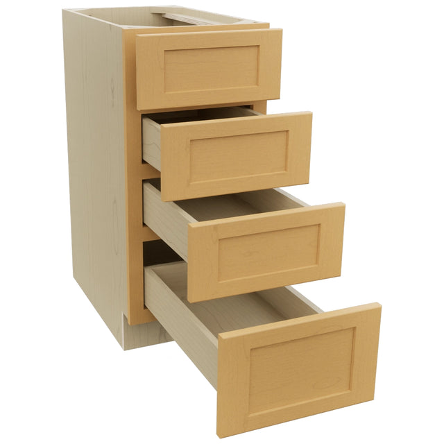 Fabuwood Galaxy Timber DB15-4 Base 4 Drawers Cabinet, Open View