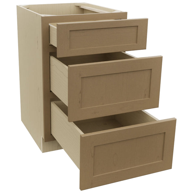 Fabuwood Galaxy Truffle DB21 Base 3 Drawers Cabinet, Open View