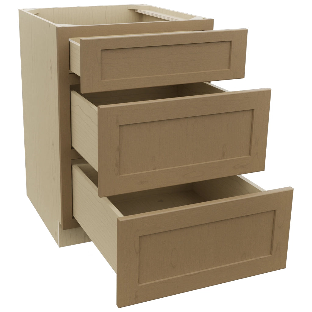 Fabuwood Galaxy Truffle DB24 Base 3 Drawers Cabinet, Open View