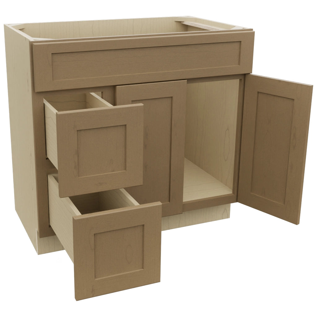 Fabuwood Galaxy Truffle VSD42 Vanity Combo Cabinet, Open View