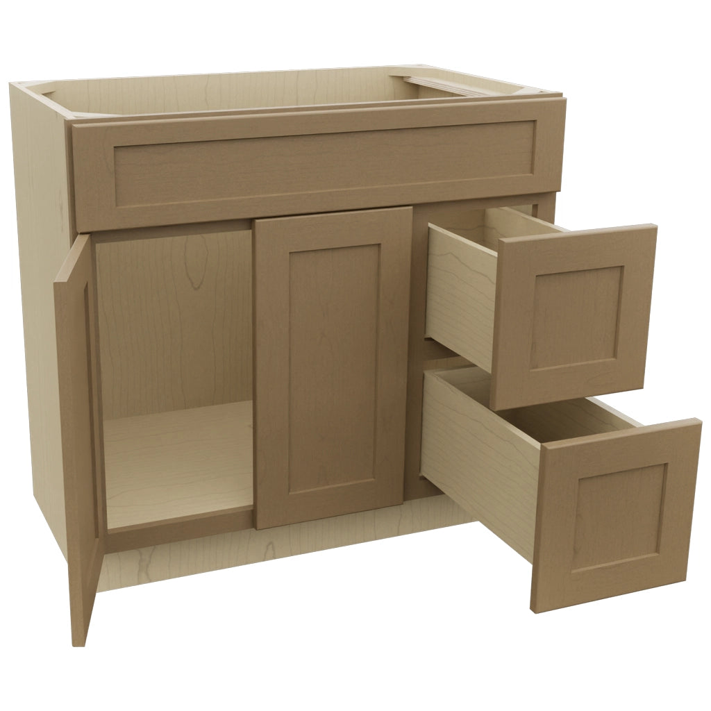 Fabuwood Galaxy Truffle VSD48 Vanity Combo Cabinet, Open View
