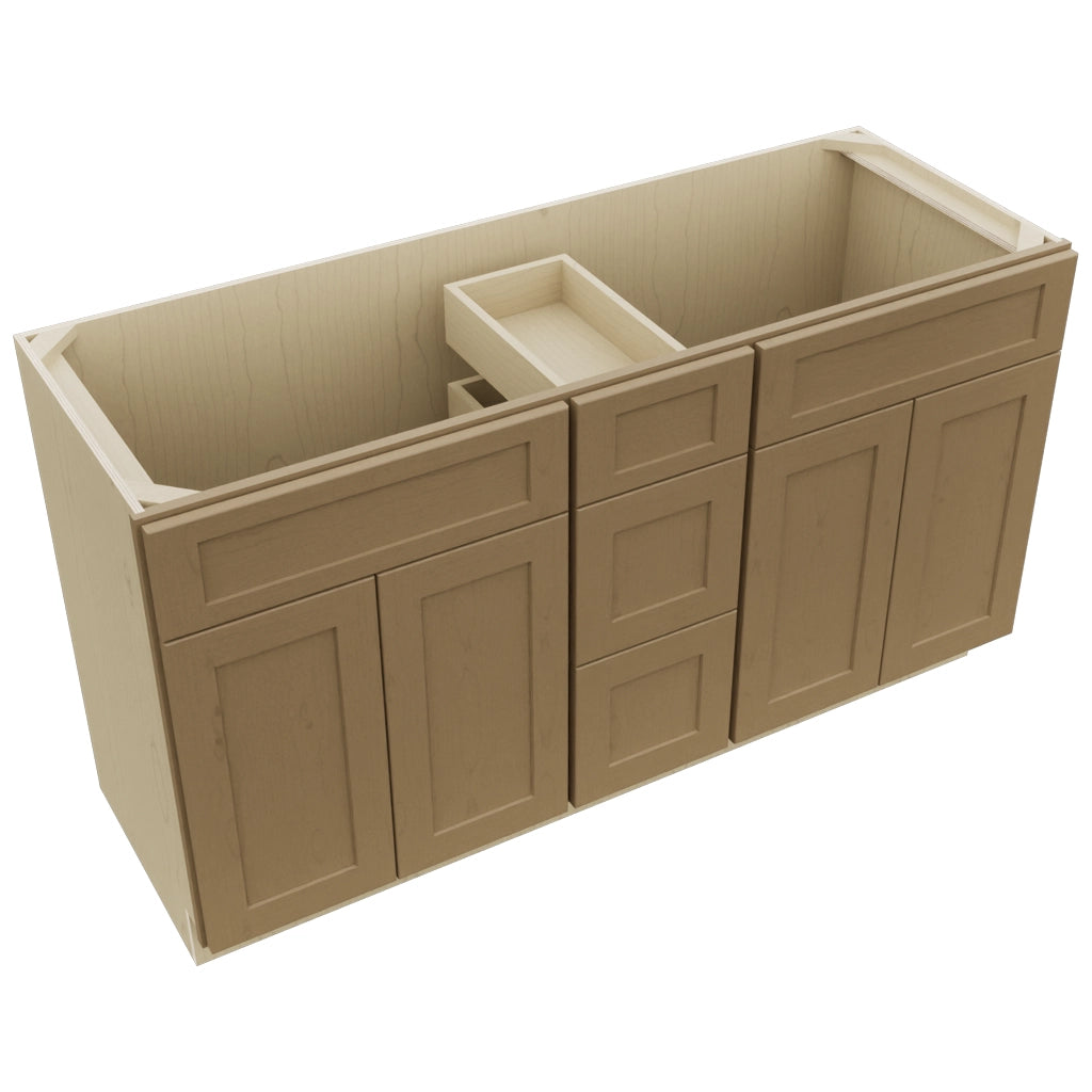 Fabuwood Galaxy Truffle VSD60DOUBLE Vanity Combo Cabinet, Top View