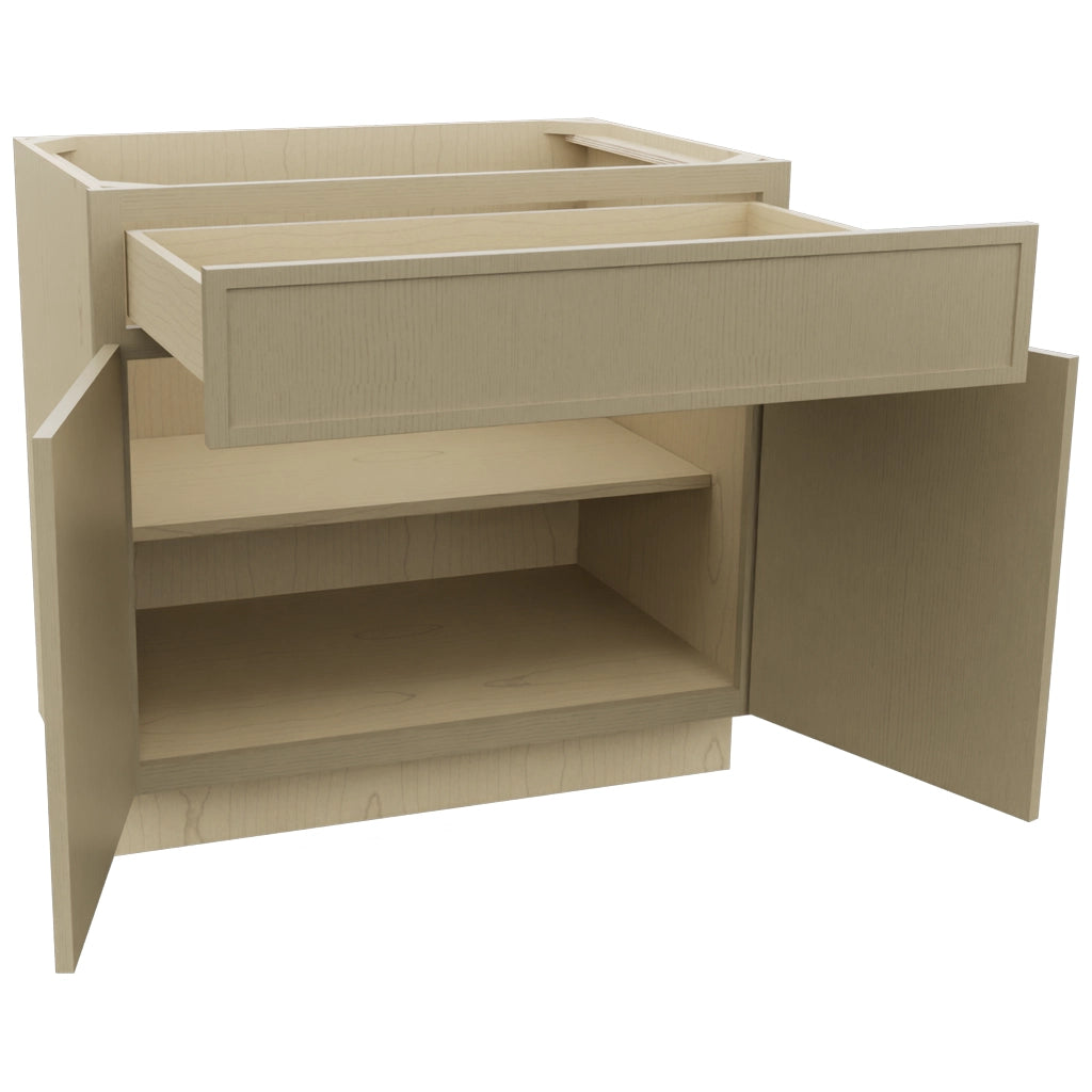 Fabuwood Luna Desert Oak B36SDF Base Standard Cabinet, Open View
