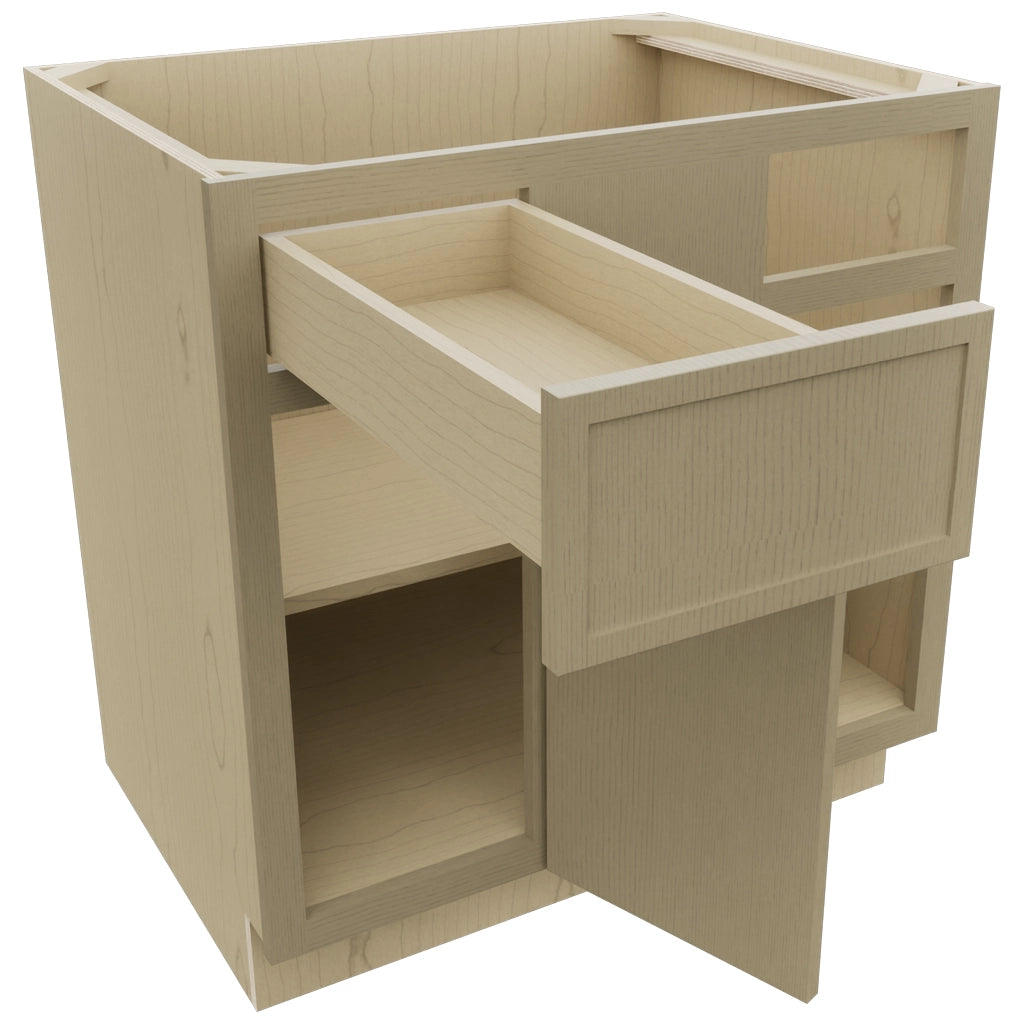 Fabuwood Luna Desert Oak BLB39/42 Base Corner Blind Cabinet, Open View