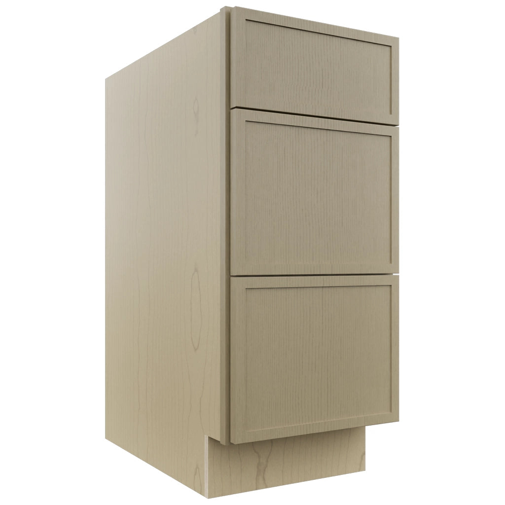 Fabuwood Luna Desert Oak DB15 Base 3 Drawers Cabinet, Front View