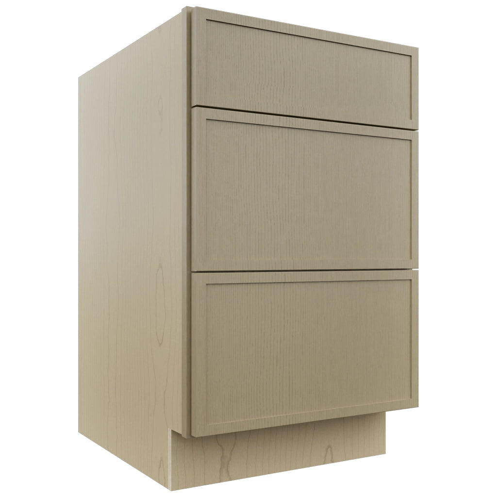 Fabuwood Luna Desert Oak DB21 Base 3 Drawers Cabinet, Front View