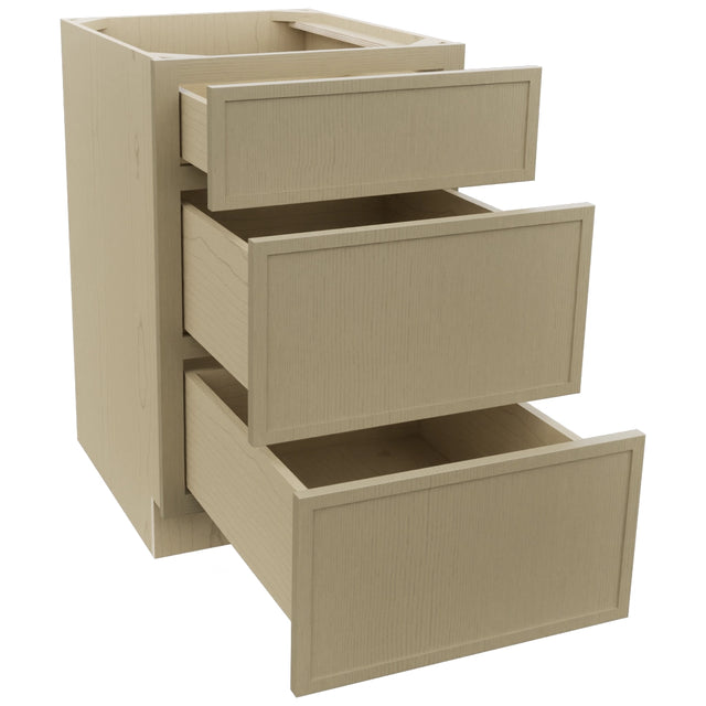 Fabuwood Luna Desert Oak DB21 Base 3 Drawers Cabinet, Open View