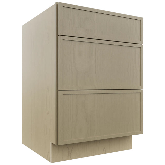 Fabuwood Luna Desert Oak DB24 Base 3 Drawers Cabinet, Front View