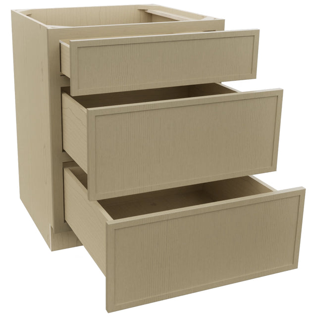 Fabuwood Luna Desert Oak DB27 Base 3 Drawers Cabinet, Open View