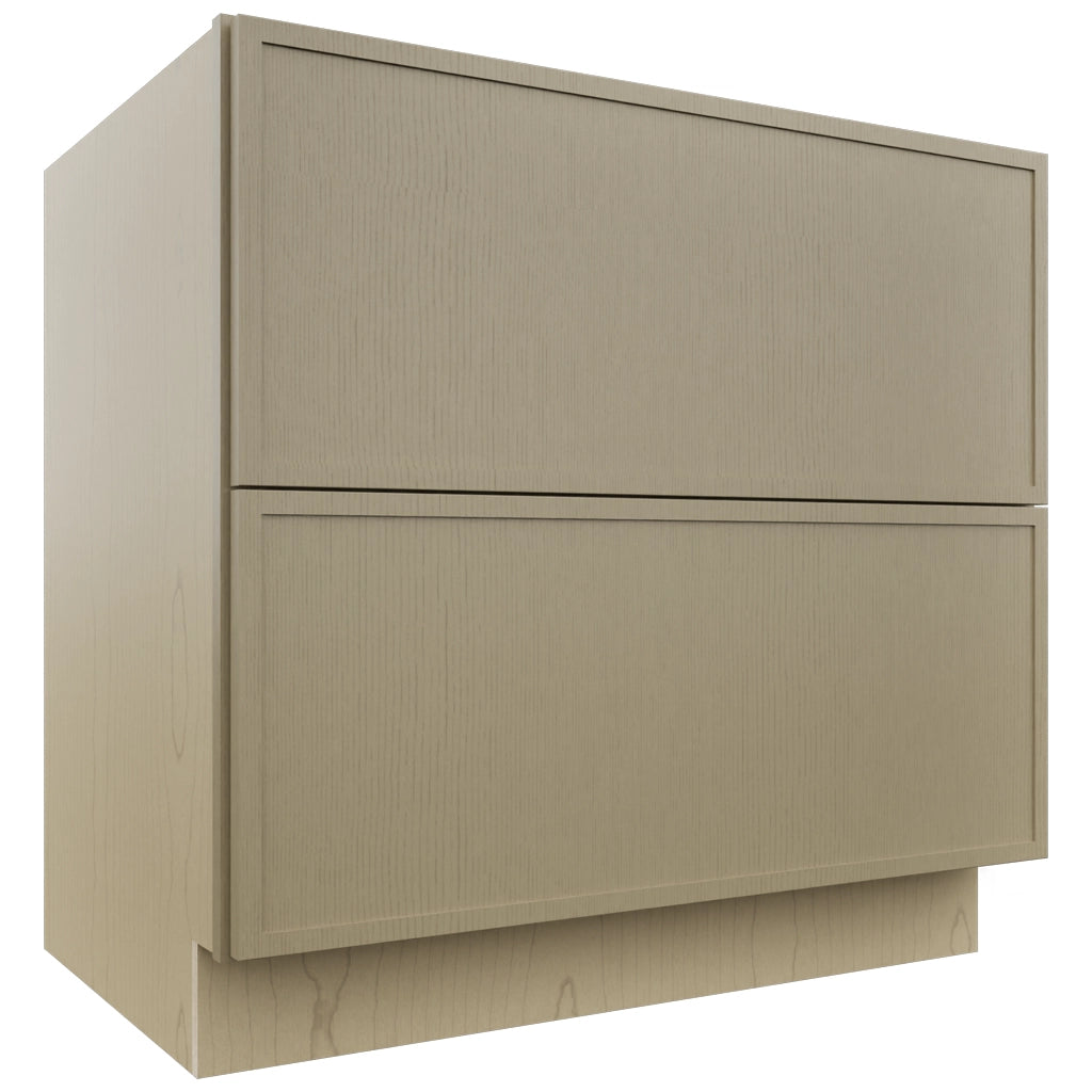 Fabuwood Luna Desert Oak DB36-2 Base 2 Drawers Cabinet, Front View