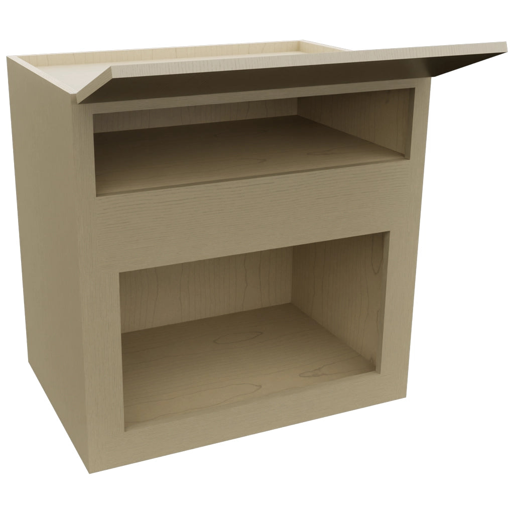 Fabuwood Luna Desert Oak MC303021 Wall Microwave Cabinet, Open View