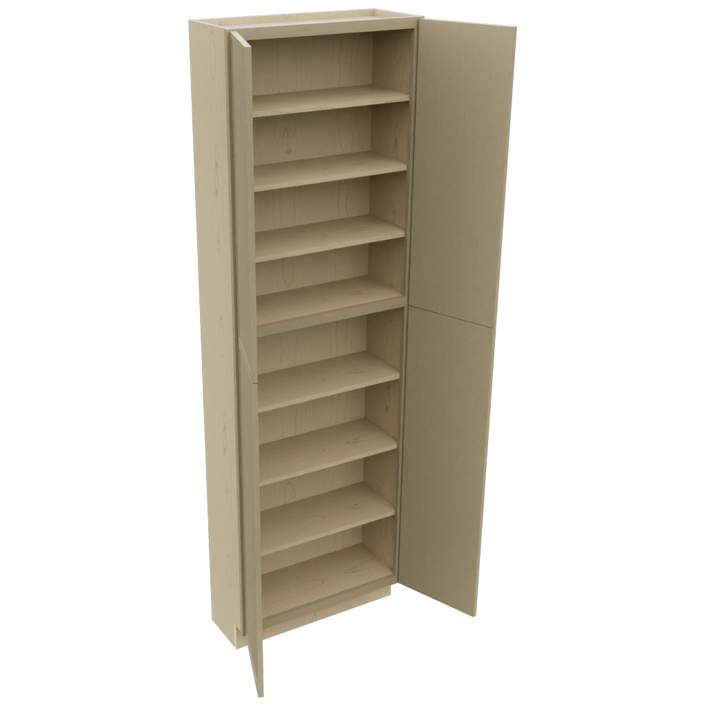 Fabuwood Luna Desert Oak TP301296 Tall Pantry Cabinet, Open View
