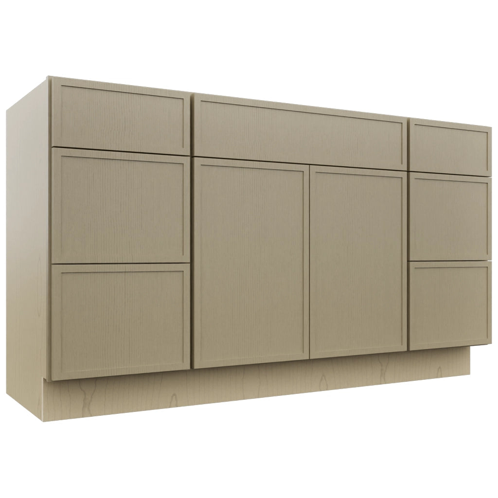 Fabuwood Luna Desert Oak VSD60SINGLE Vanity Combo Cabinet, Front View
