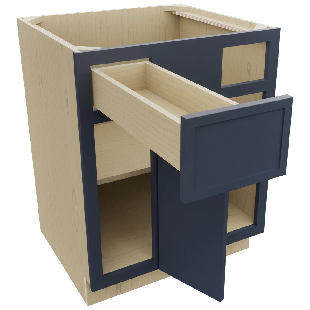 Fabuwood Luna Indigo BLB36/39 Base Corner Blind Cabinet, Open View