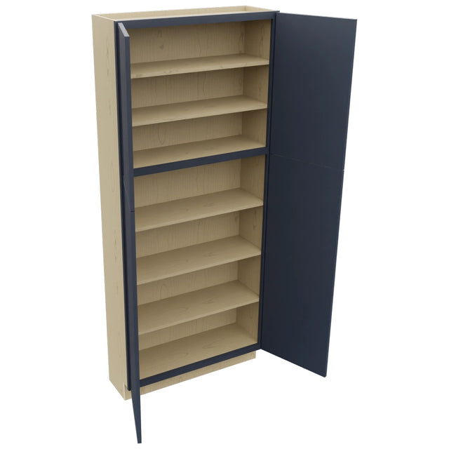 Fabuwood Luna Indigo TP361284 Tall Pantry Cabinet, Open View