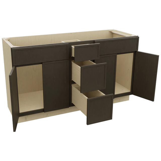 Fabuwood Luna Kona VSD60DOUBLE Vanity Combo Cabinet, Open View