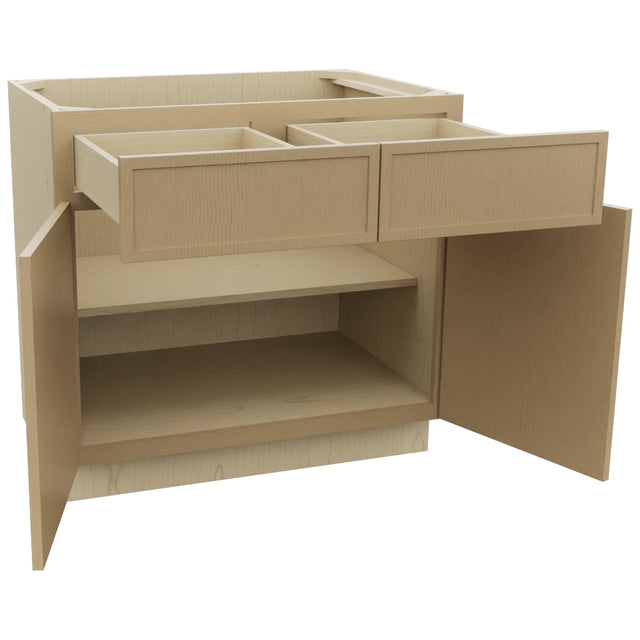 Fabuwood Luna Natural Oak B36 Base Standard Cabinet, Open View