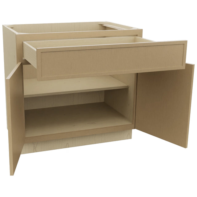 Fabuwood Luna Natural Oak B36SDF Base Standard Cabinet, Open View
