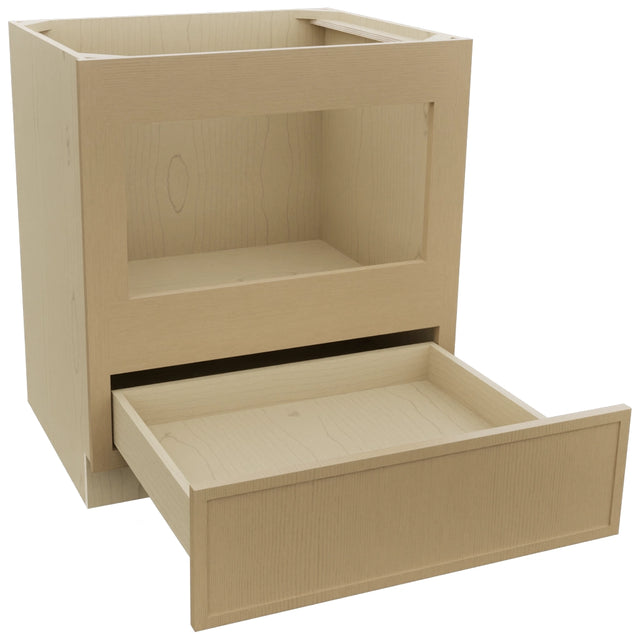Fabuwood Luna Natural Oak BMC30 Base Microwave Cabinet, Open View