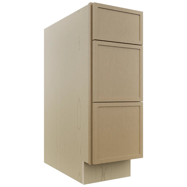 Fabuwood Luna Natural Oak DB12 Base 3 Drawers Cabinet, Front View